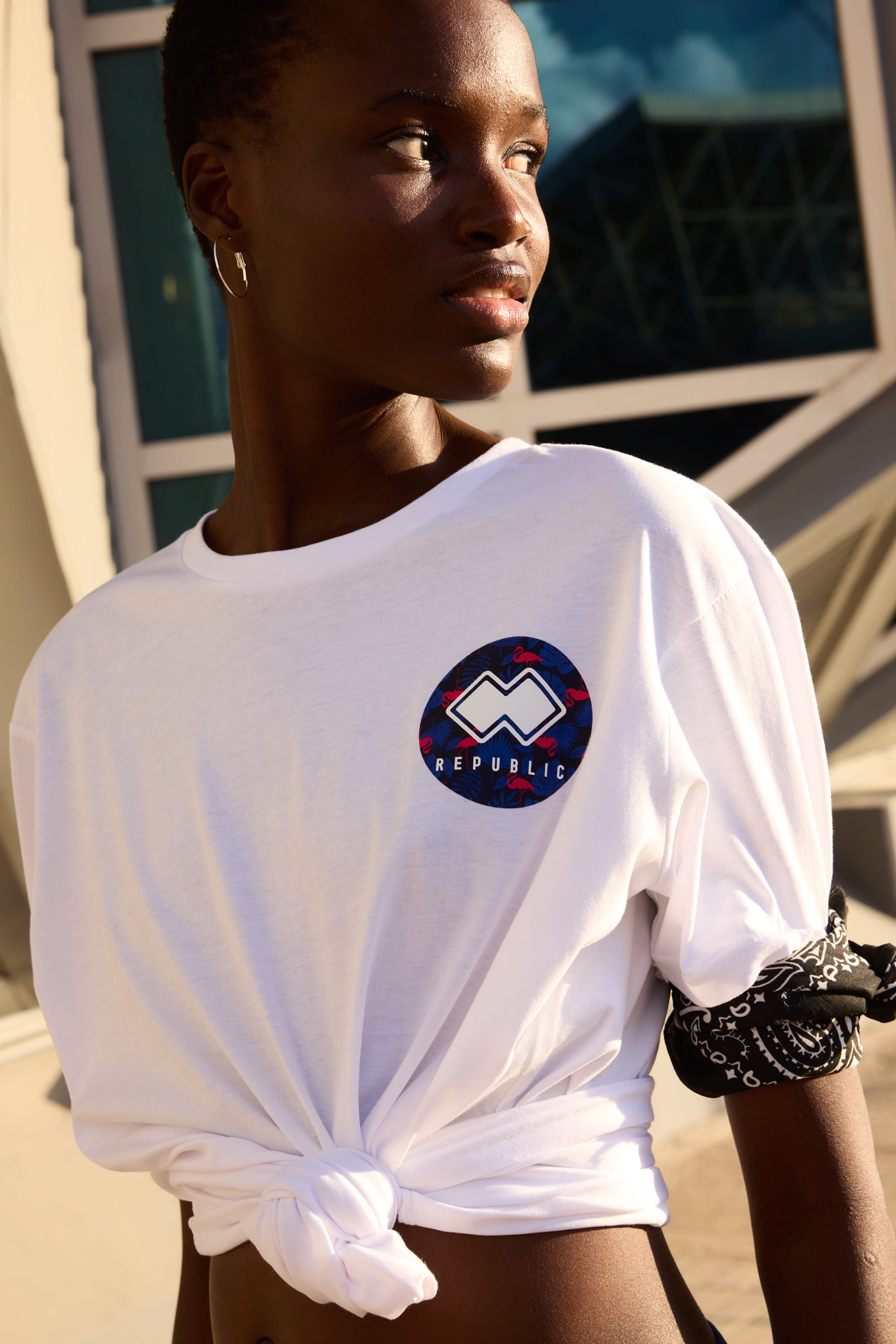 Erreà Republic badge logo on white tee